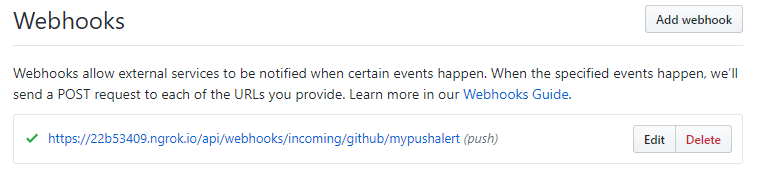 GitHub Webhook ping success